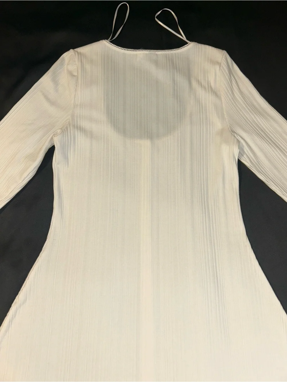 H&M Cream Ribbed Long-Sleeve Button-Front Dress
